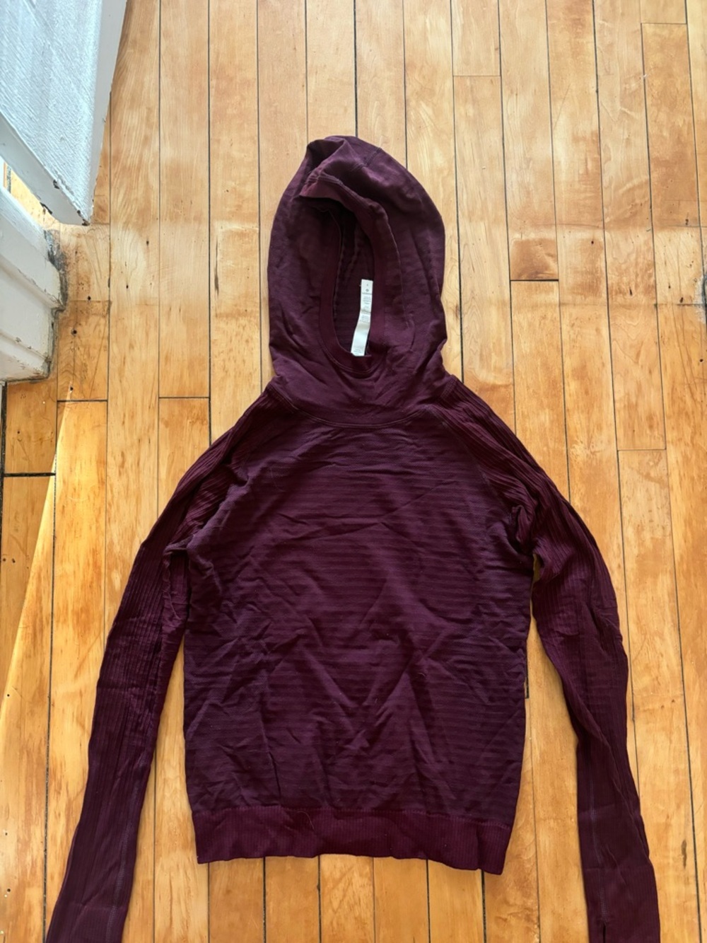 Lululemon Women’s Hooded Long Sleeve Workout Top in Deep Burgundy